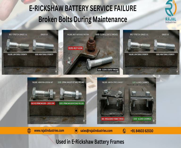 Broken Bolts During E-Rickshaw Battery Servicing? 7 Causes & the Right M8 Fastener Upgrade