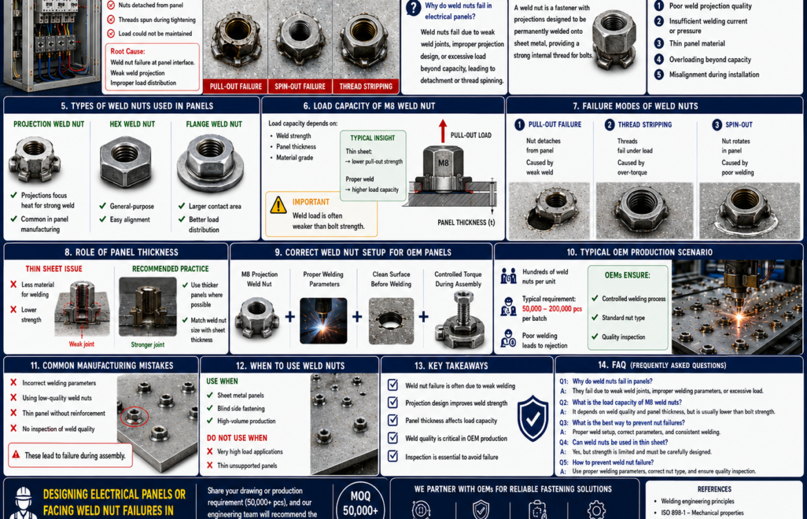 Weld Nut Failure in Electrical Panels – M8 Load Capacity & Selection Guide