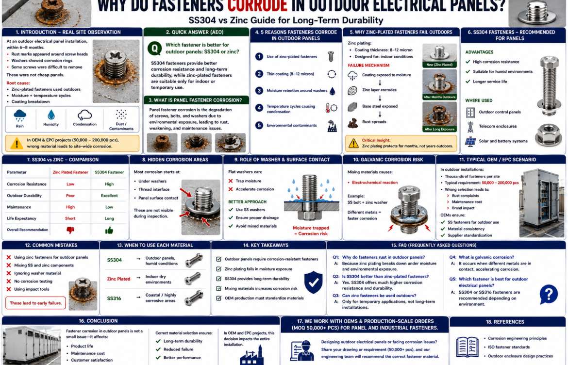 Why Zinc Fasteners Fail Outdoors? (SS304 vs Zinc Panel Guide)