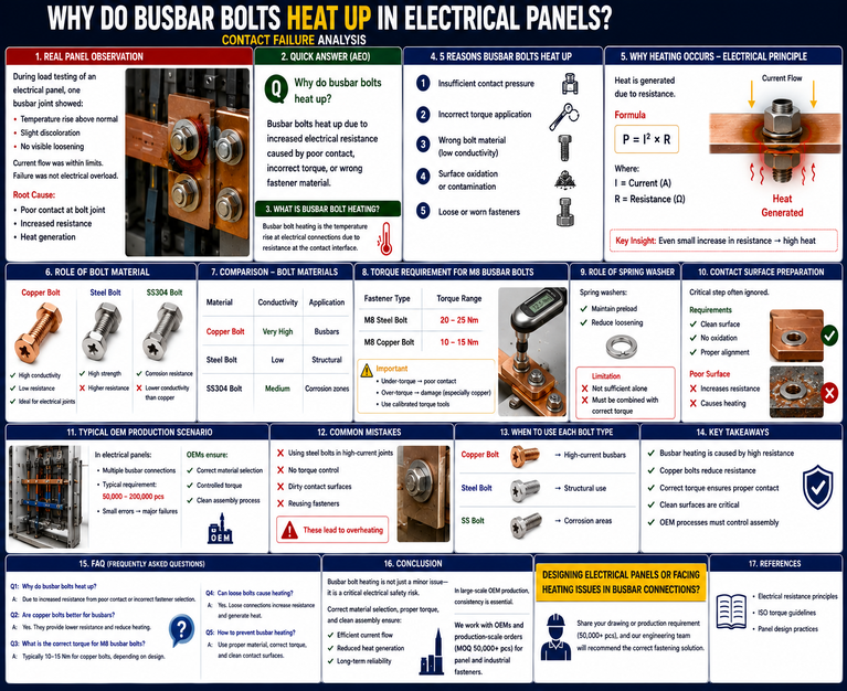 Busbar bolts heating