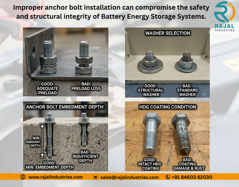 HDG anchor bolt failure in battery energy storage system installation