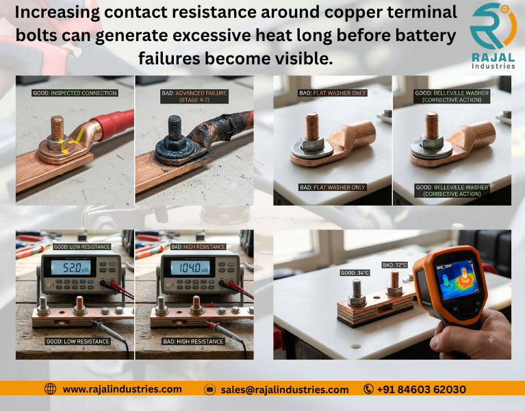 M8 copper terminal bolt overheating inside lithium battery pack