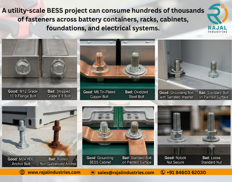 Fasteners used in utility-scale 20 MW Battery Energy Storage System project