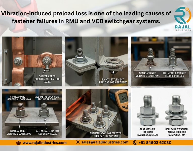 Lock nuts and structural bolts used in RMU and VCB switchgear assemblies