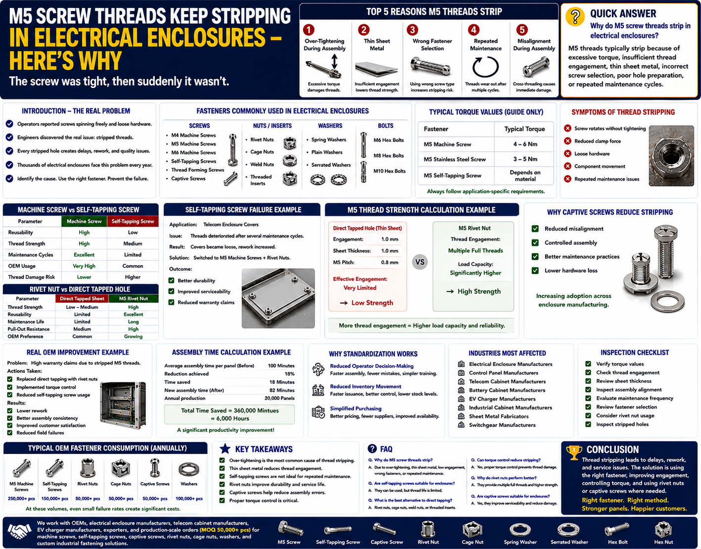 M5 Screw Thread Stripping in Electrical Enclosures