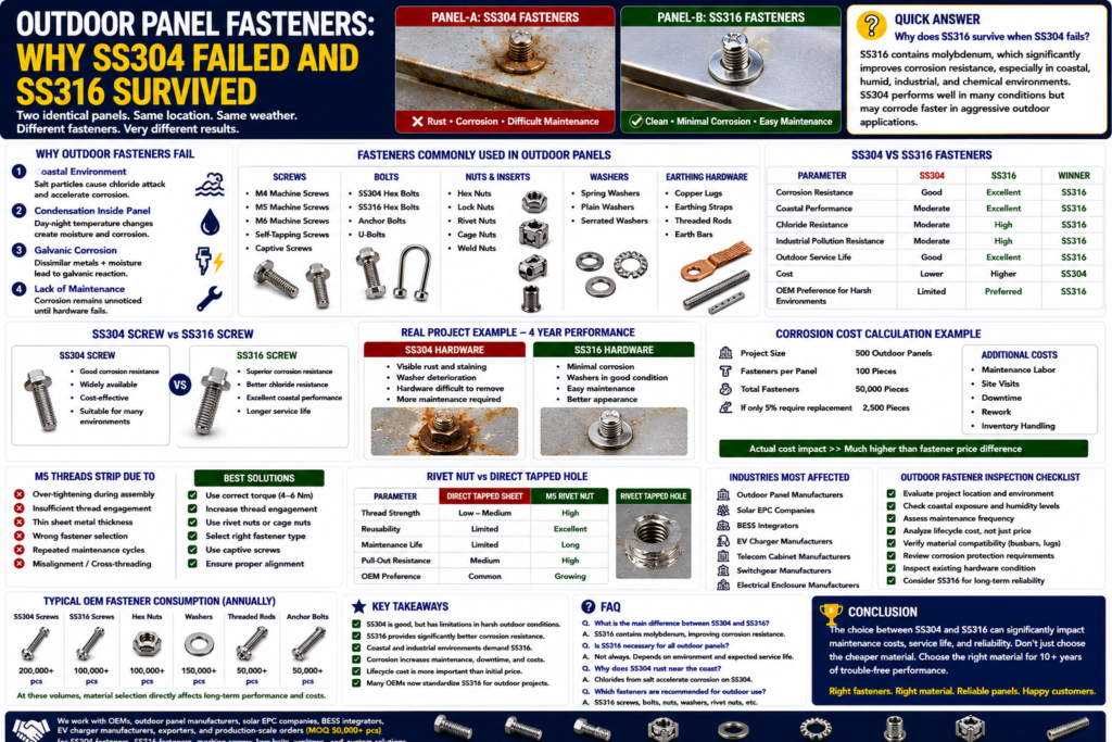 SS304 vs SS316 Outdoor Panel Fasteners