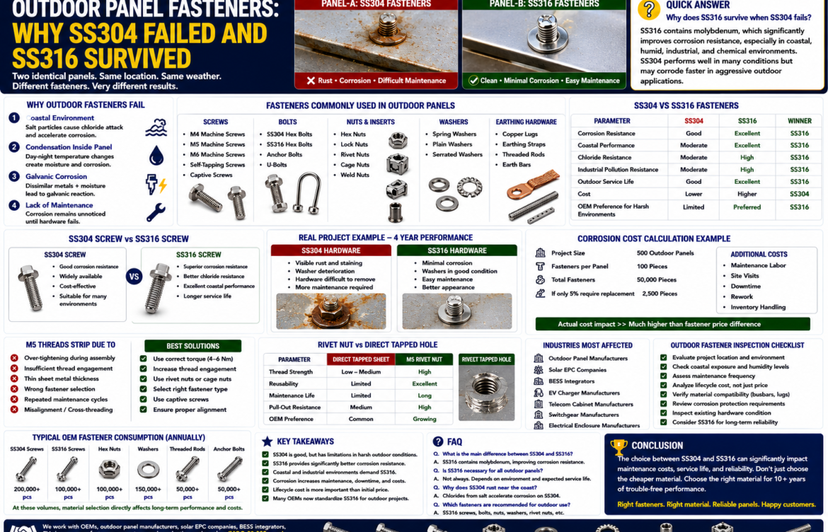 Outdoor Panel Fasteners: Why SS304 Failed and SS316 Survived