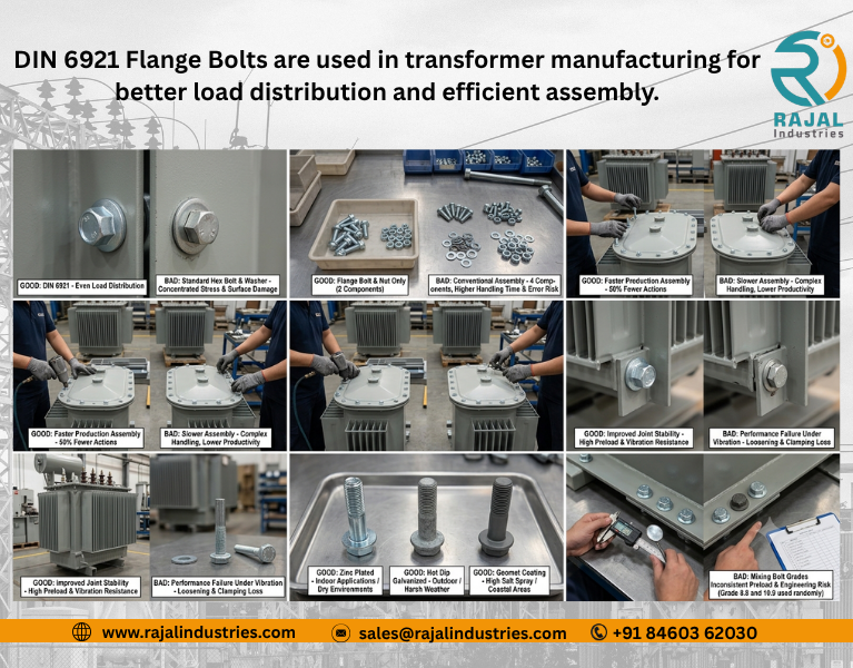 DIN 6921 Flange Bolts are widely used in transformer manufacturing