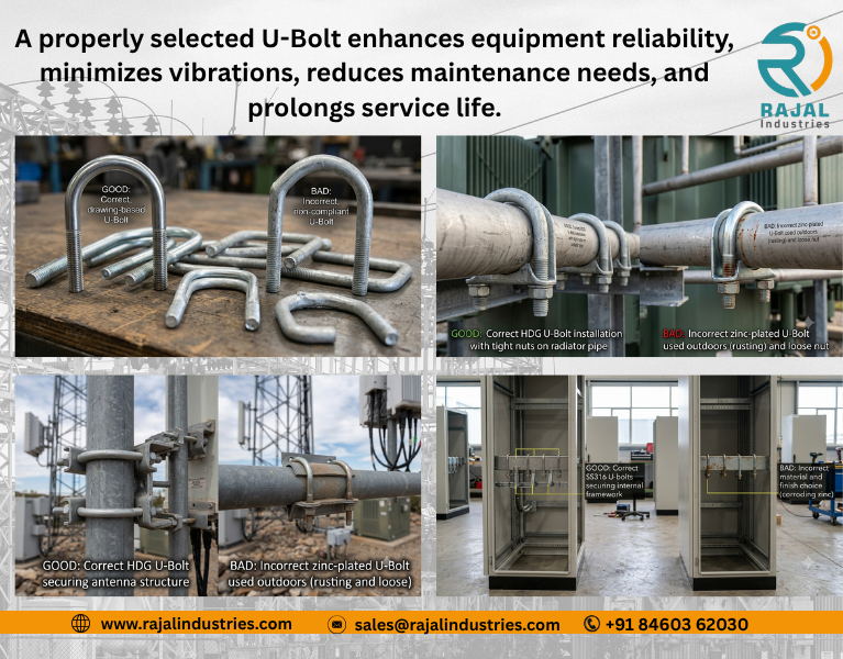 U-Bolt Used in Transformers, Cable Trays & Busbar Support Applications