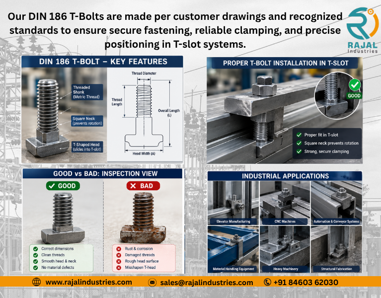 DIN 186 T-Bolt Dimensions, Specifications & Industrial Applications
