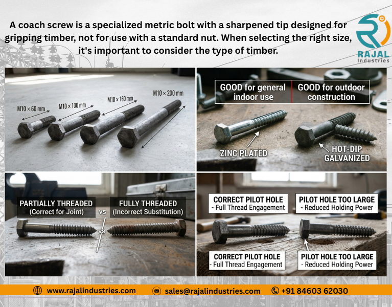 Coach Screw Sizes, Dimensions, Materials & Specifications