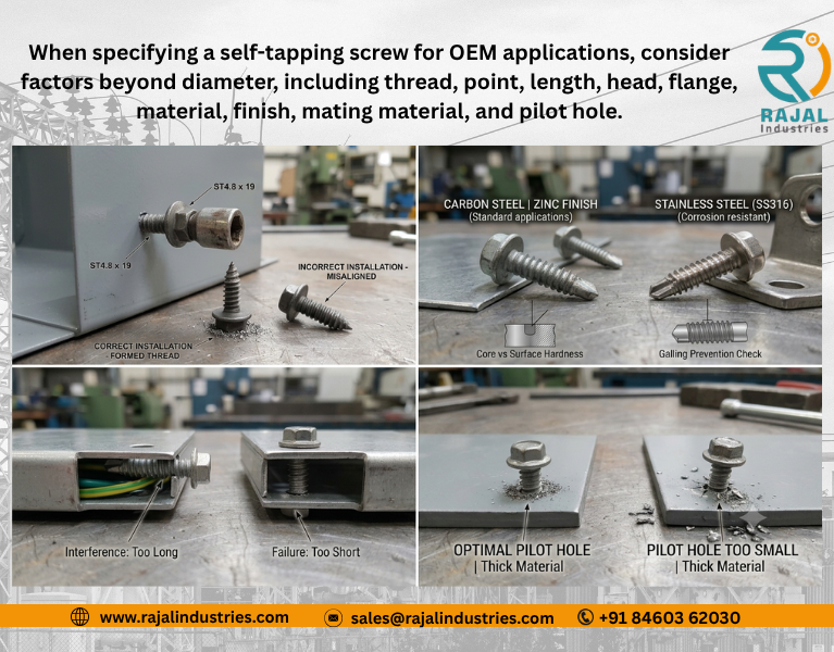 Hex Flange Self-Tapping Screw Sizes, Materials & Specifications